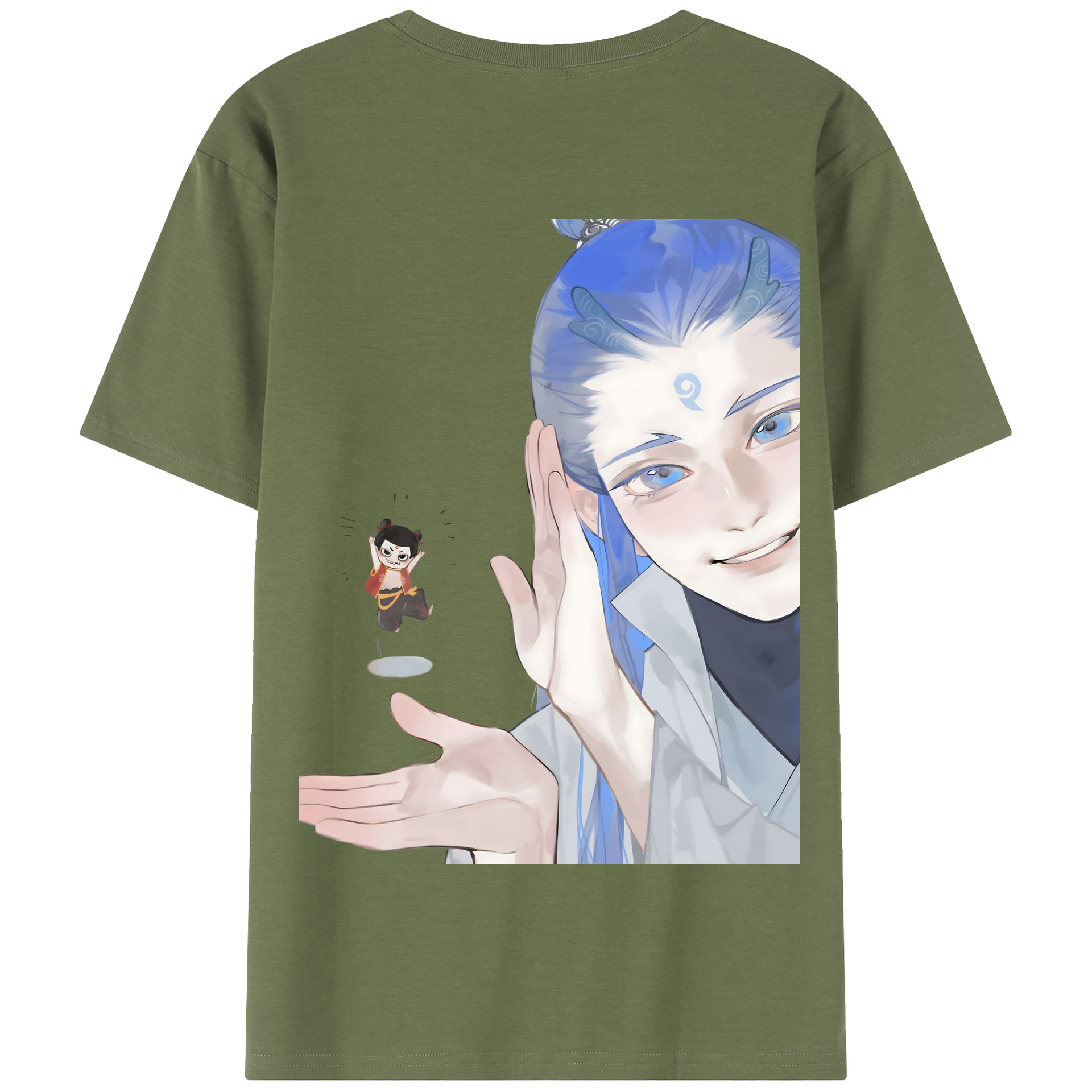 （画像用） Ne Zha 2 ナタ 魔童の大暴れ 綿100％半袖Tシャツ（背面プリント）